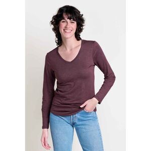 NWT Toad & Co Marley II Organic Cotton Long Sleeve V Neck Tee Shirt Raisin L